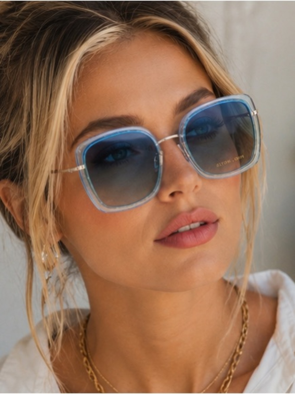 New Authentic Elton John Diva Hollywood Sunglasses Sky Glitter Blue Polarized